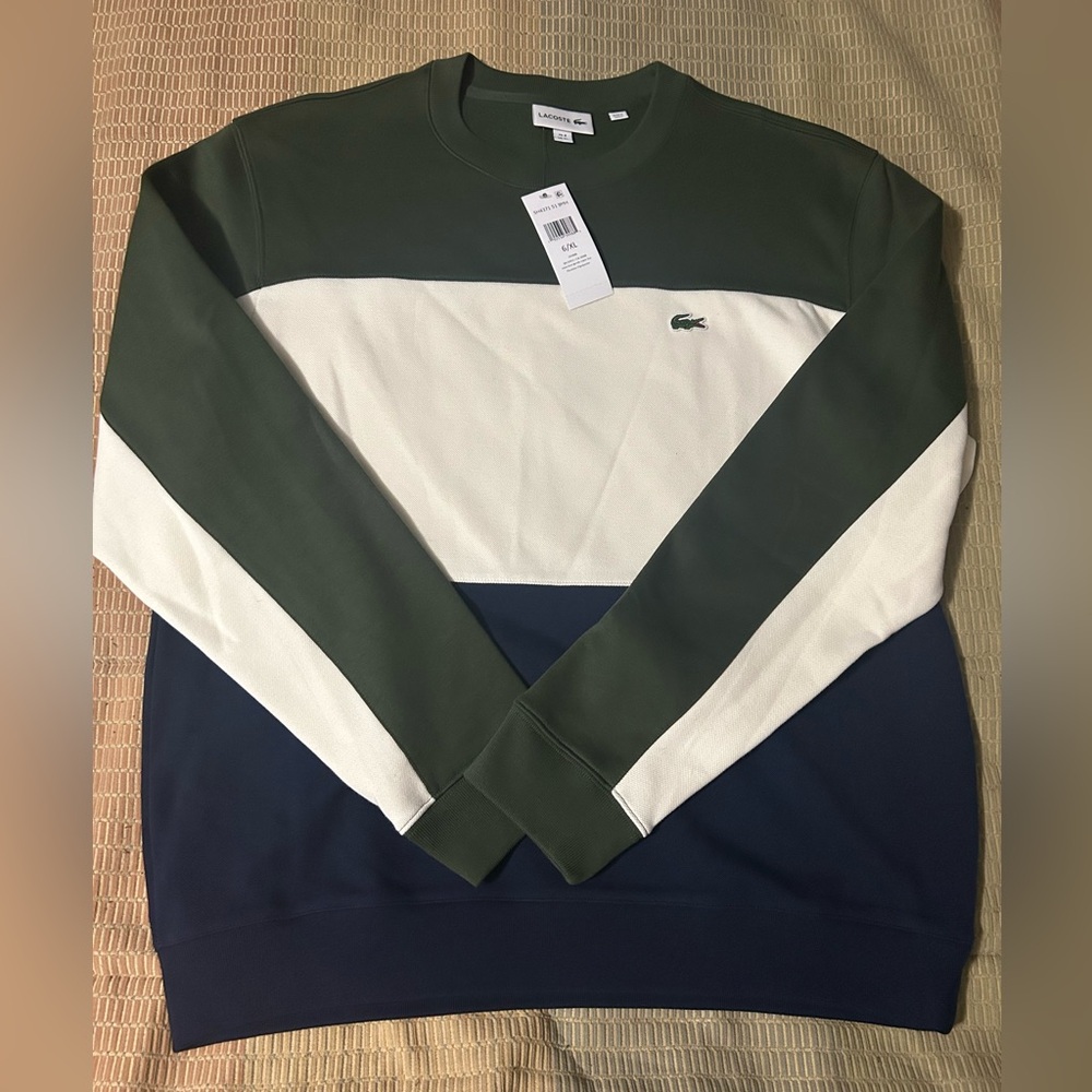 Lacoste Men's Crewneck Sweater in Green, White, and Blue